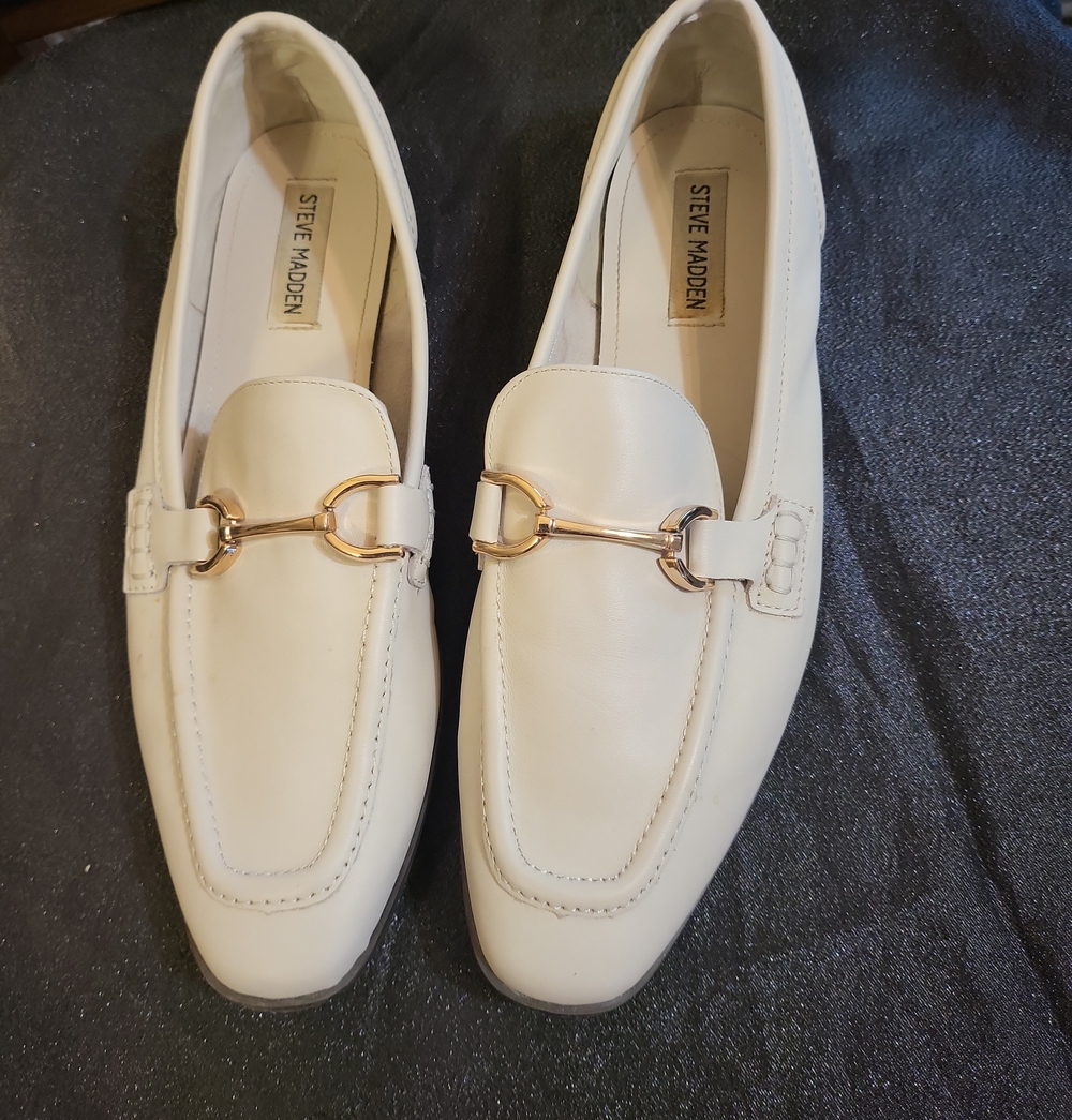 Steve Madden Women's Cream Leather Bit Loafers